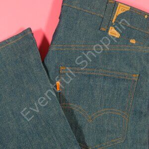 Vintage Levis 505 Jeans Mens 34 Blue Orange Tab Talon Zip Raw Denim 70s New